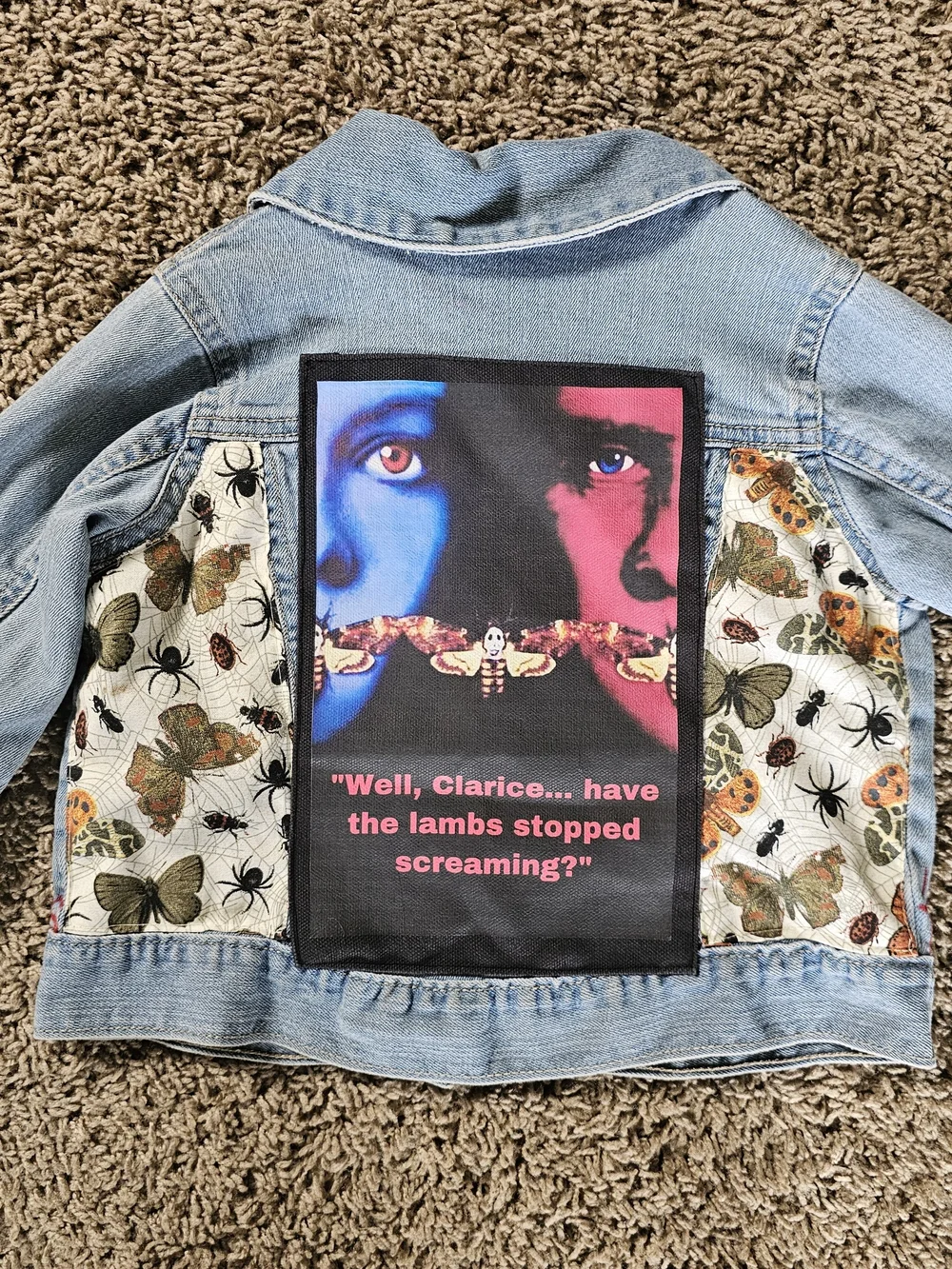 Custom Silence Of The Lambs Kids Denim Jacket Size 3T-4T Butterflies Desgin